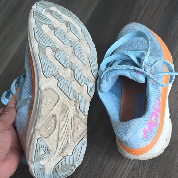 Hoka Light Blue and Orange Athletic Shoes - Picture 7 of 10